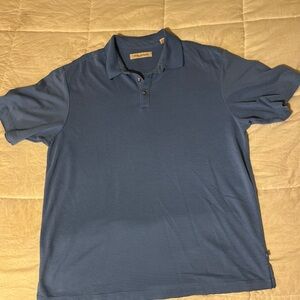 Tommy Bahama‎ Polo Mens XLarge Blue Ribbed Collared Shirt 1/4 Button